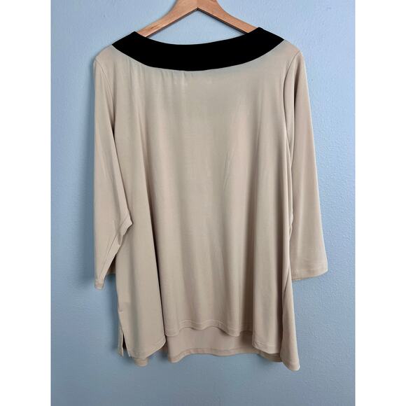 Susan Graver Women's 1X Tunic Top Colorblock‎ Stretch Knit 3/4 Sleeve Career - Picture 3 of 10